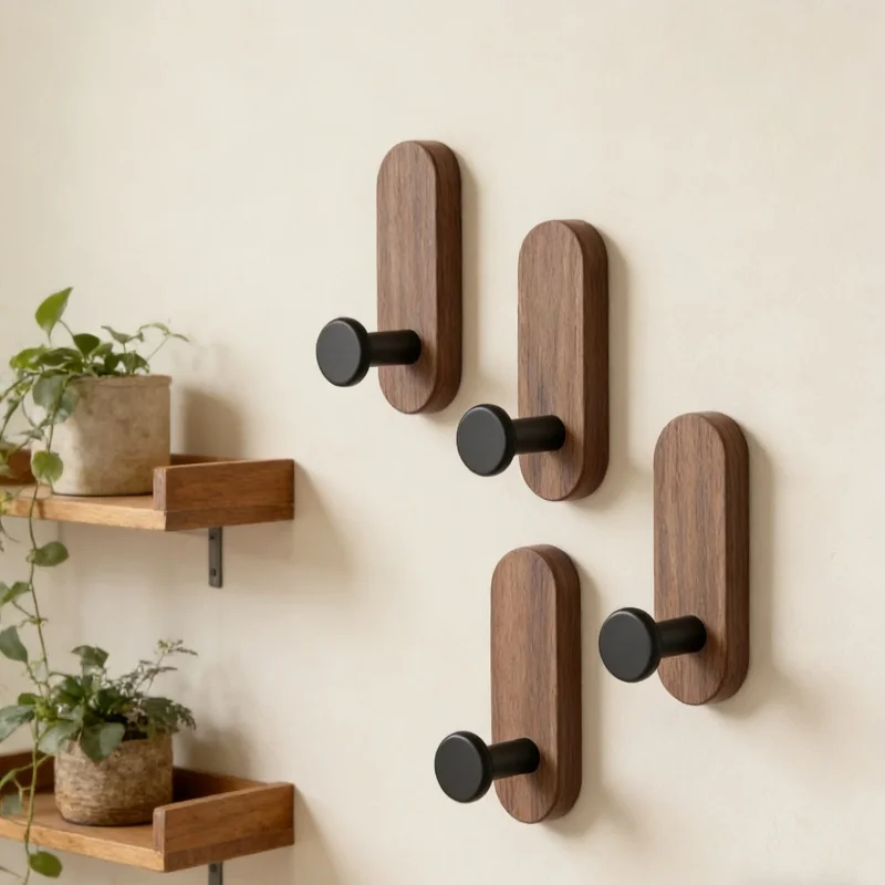 Walnut Adhesive Hooks (stack vertically)