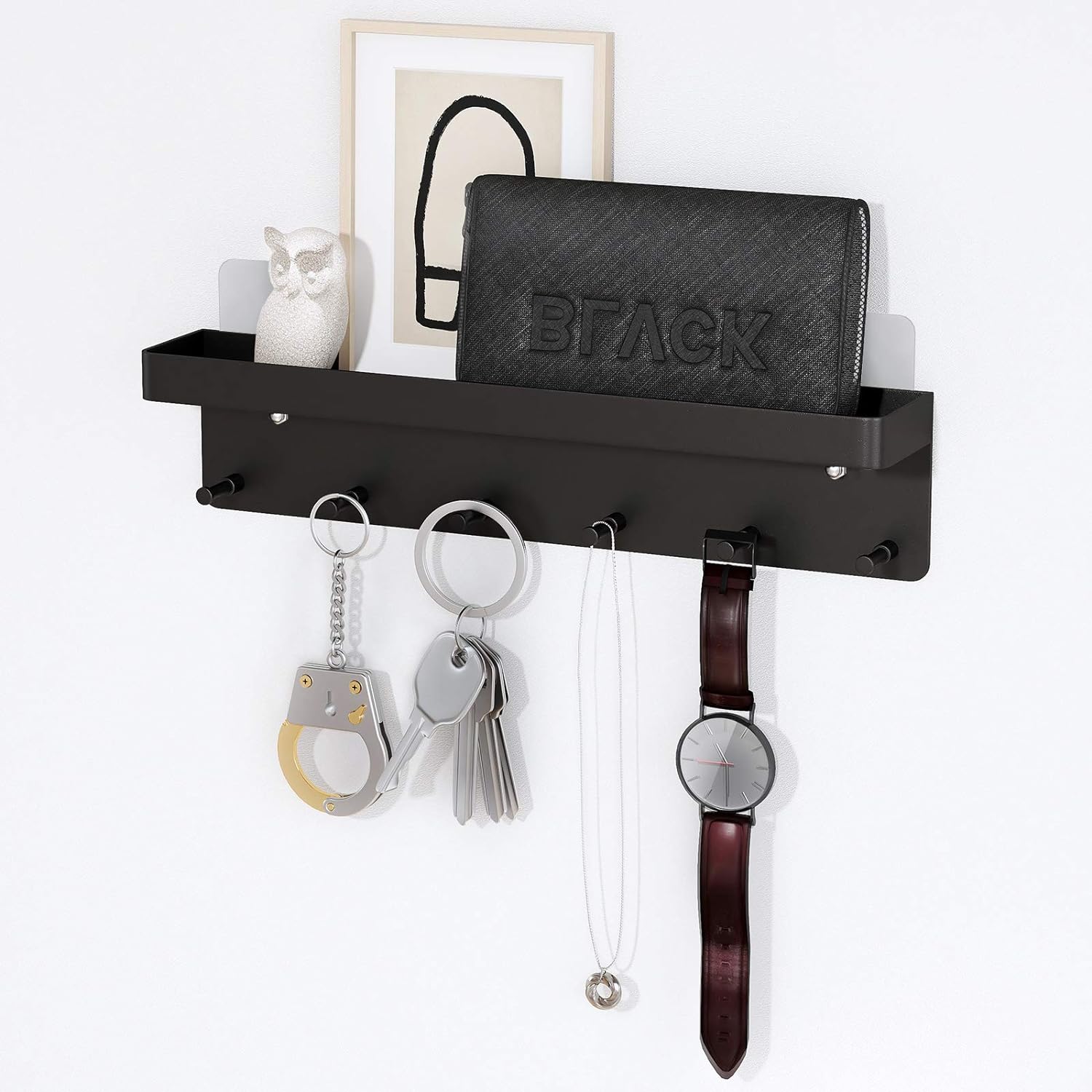 Adhesive 6-Hook Mail Tray Slim